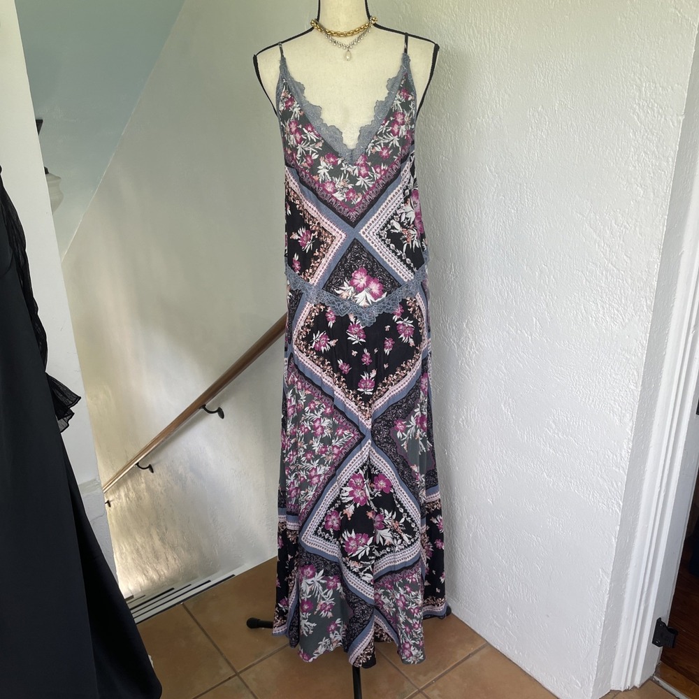 Intimately Free People Stevie Lace Floral Patchwork Print Maxi Dress NWOT Size S